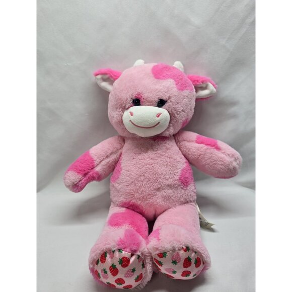 Build-A-Bear Strawberry Spotted Cow Pink Plush Printed Feet Strawberry- 12/2022 - Picture 1 of 8